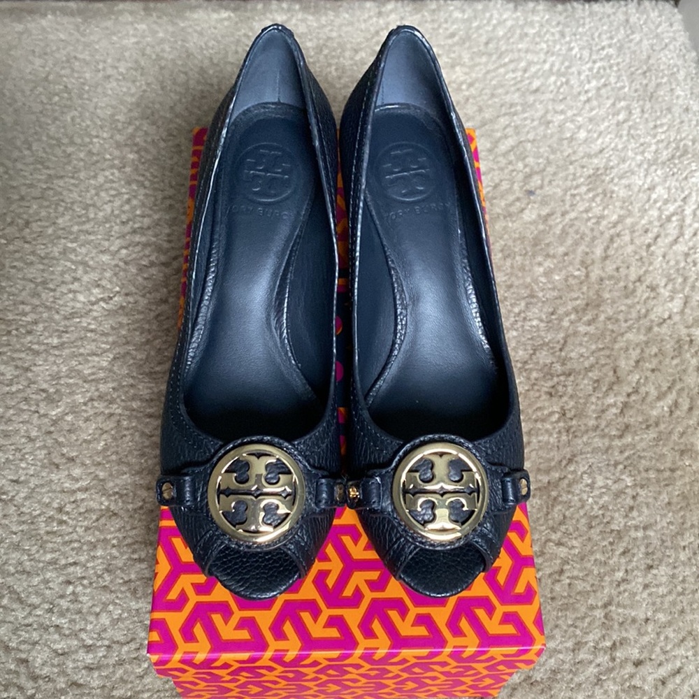 Tory Burch Leticia peep toe wedge heels